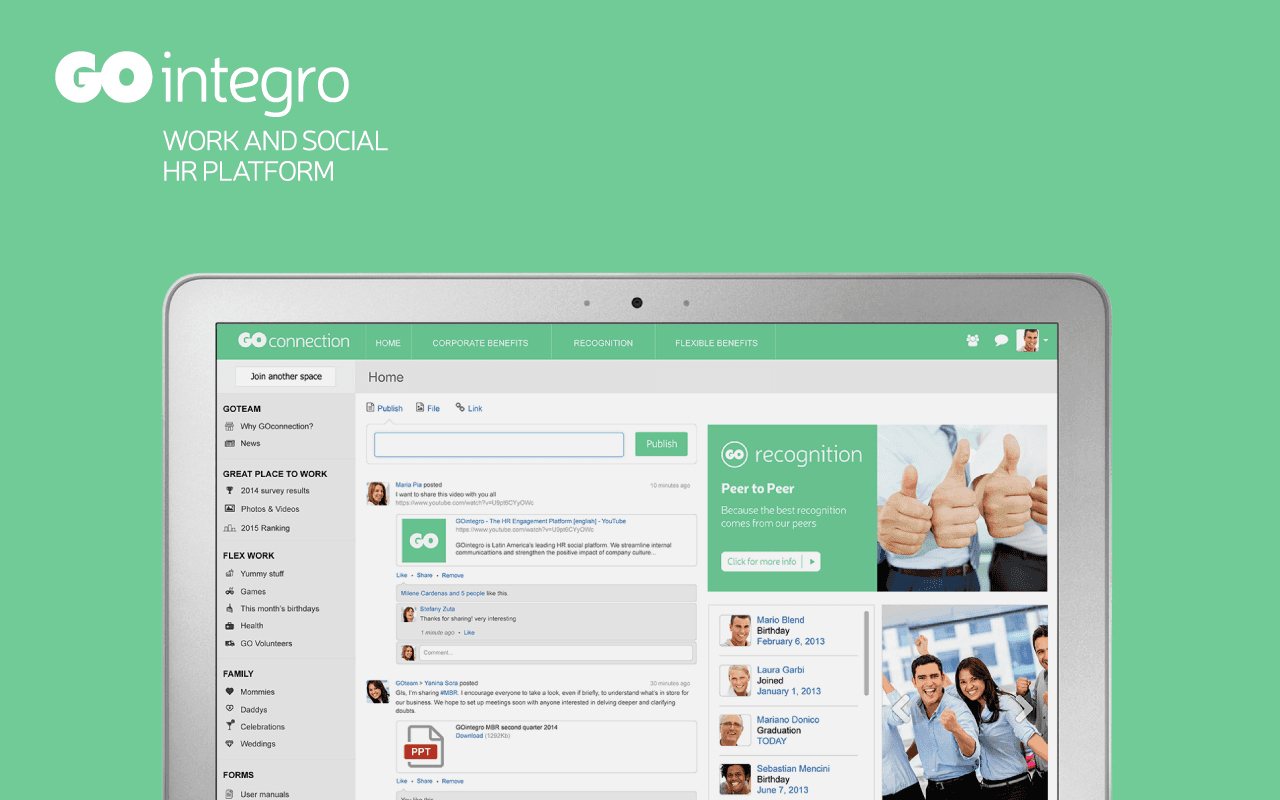 Somos o líder regional em desenvolvimento de plataformas sociais de RH