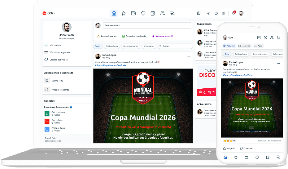 Plataforma con acceso web y mobile para que todos jueguen y se conecten estén donde estén.